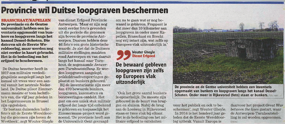 Provincie beschermt Duitse loopgraven
